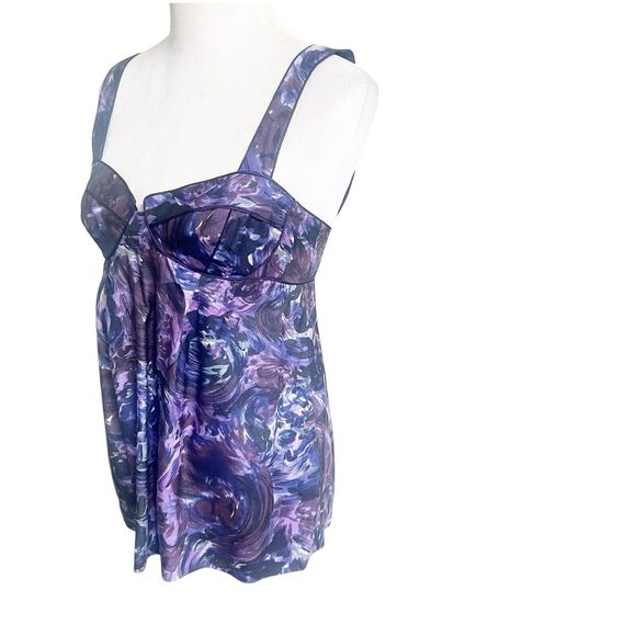 Rebecca Taylor 100% Silk Bustier Y2K Tank Size 6 Purple Abstract Print - Picture 2 of 10